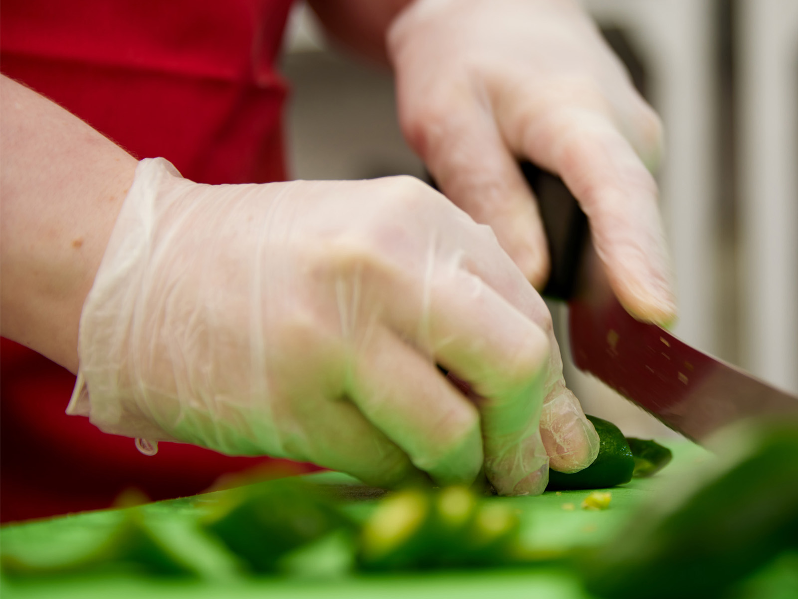 Food gloves in use
